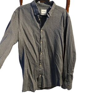 ONLY & SONS Slim Fit Seersucker Gray Striped Long Sleeve Button Up Shirt XL Norm